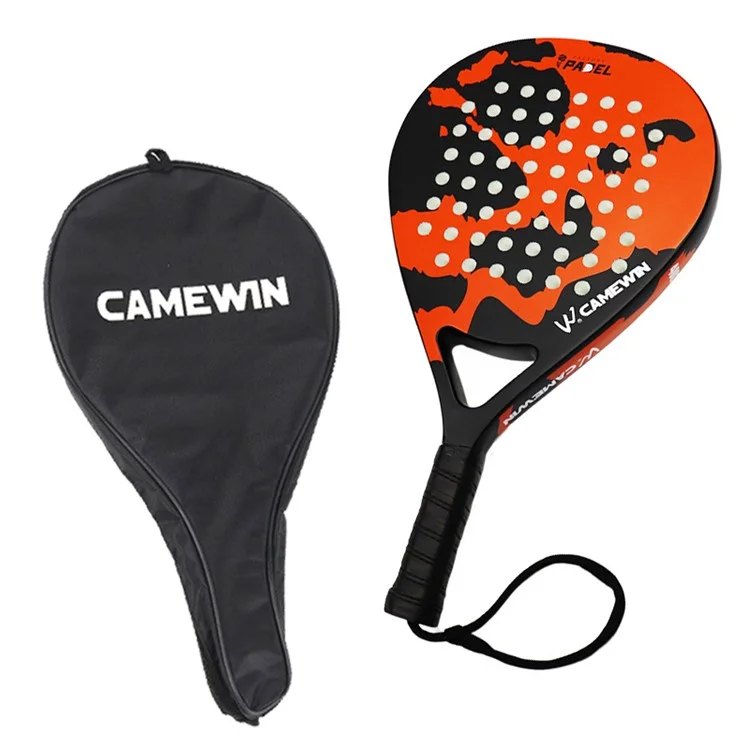 CAMEWIN Carbon Fiber Beach Tennis Racket Outdoor Sports Balls Racket with Storage Bag - Orange