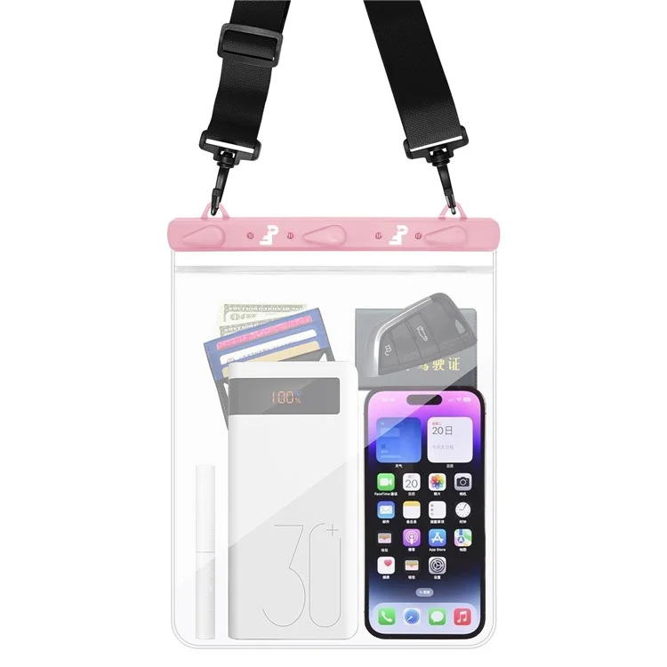 PICTET.FINO RH03 13" IPX8 wasserdichte Tasche 30 m Unterwasser-Tauchtelefon-Klare Trockentasche - Pink