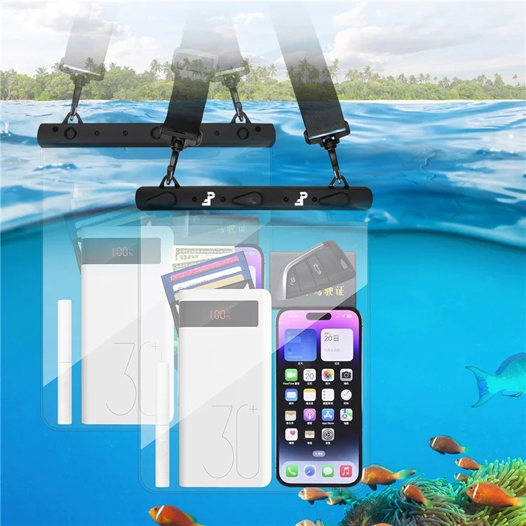 PICTET.FINO RH03 13" IPX8 wasserdichte Tasche 30 m Unterwasser-Tauchtelefon-Klare Trockentasche - Pink