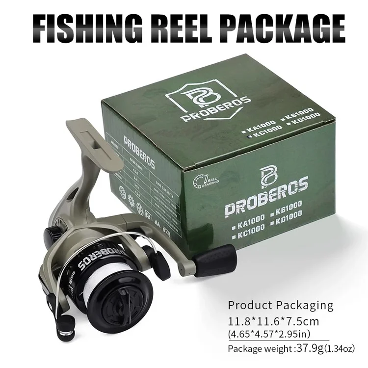 PROBEROS Fishing Reel 1BB 5.2:1 High Speed Spinning Reel with 50m Wire - KB1000