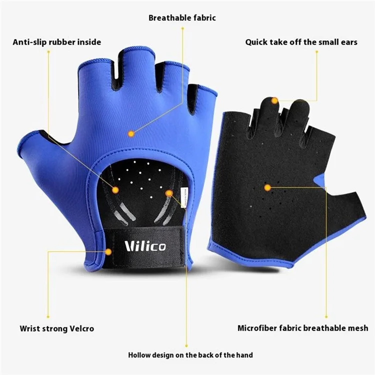 VILICO A0092 1 Coppia di Guanti da Palestra Yoga a Mezza Dita - Nero / M