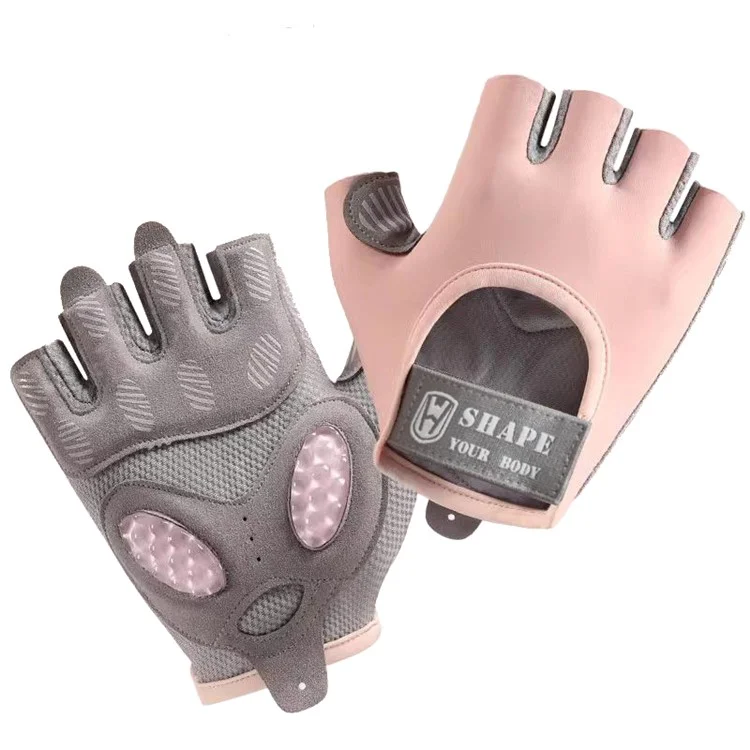 WOSWEIR HA0236 1 paire de gants de sport à doigts mi-longs, amortissement des chocs, protection des mains - Rose S