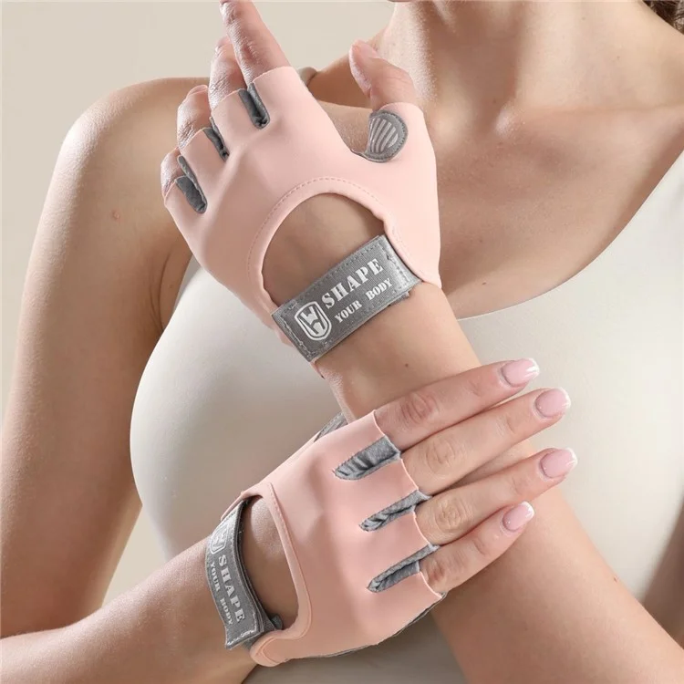 WOSWEIR HA0236 1 paire de gants de sport à doigts mi-longs, amortissement des chocs, protection des mains - Rose S