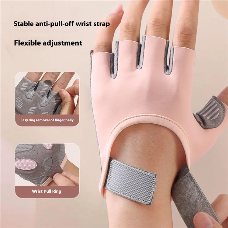 WOSWEIR HA0236 1 paire de gants de sport à doigts mi-longs, amortissement des chocs, protection des mains - Rose S