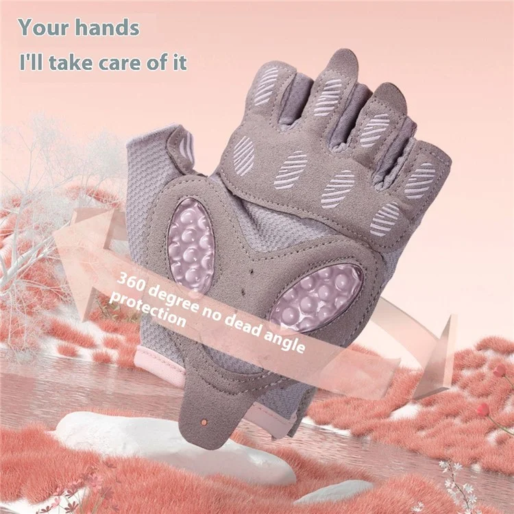 WOSWEIR HA0236 1 paire de gants de sport à doigts mi-longs, amortissement des chocs, protection des mains - Rose S