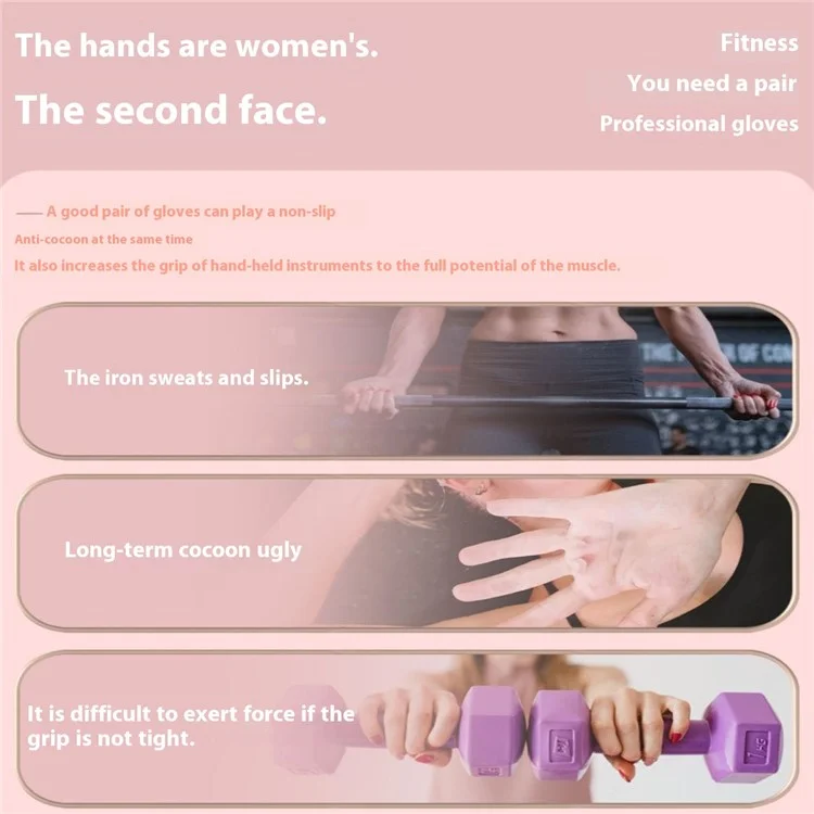 WOSWEIR HA0236 1 paire de gants de sport à doigts mi-longs, amortissement des chocs, protection des mains - Rose S