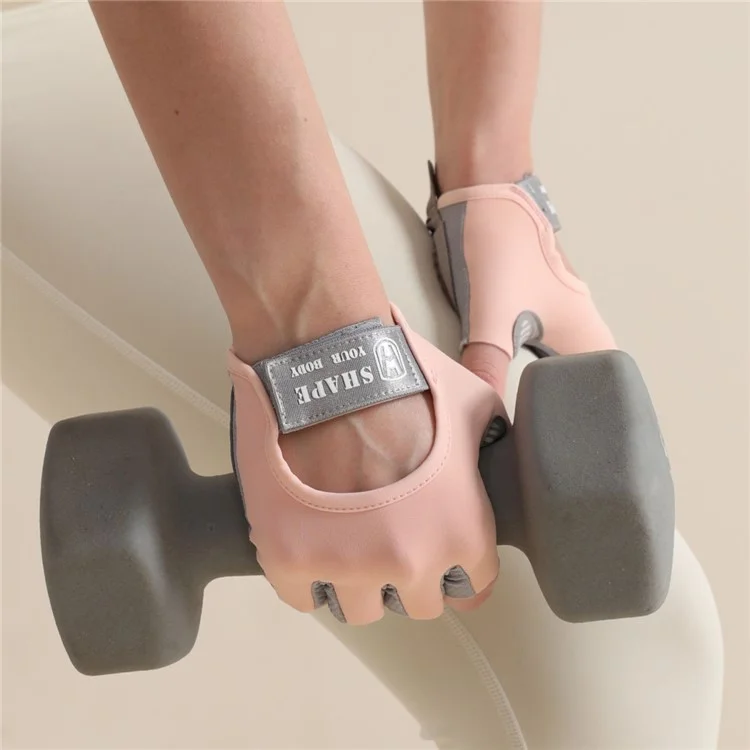 WOSWEIR HA0236 1 paire de gants de sport à doigts mi-longs, amortissement des chocs, protection des mains - Rose S