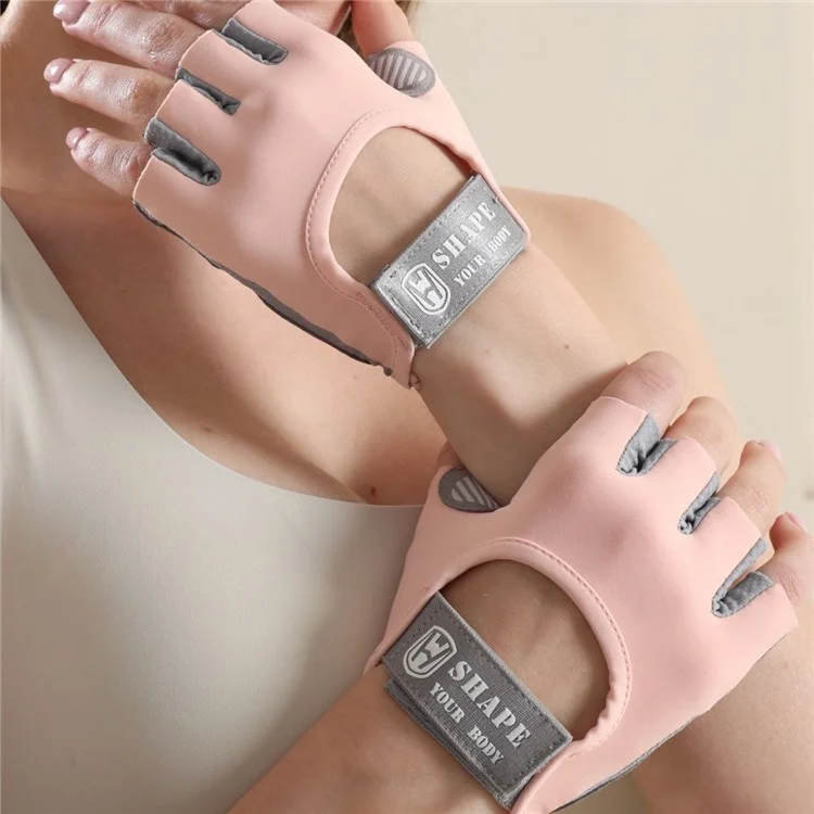 WOSWEIR HA0236 1 paire de gants de sport à doigts mi-longs, amortissement des chocs, protection des mains - Rose S