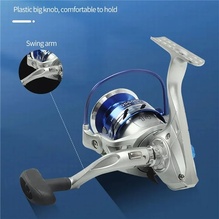 HAUT TON QS6000 Nylon Spool Fishing Reel Spinning Reel with 5.2:1 Gear Ratio