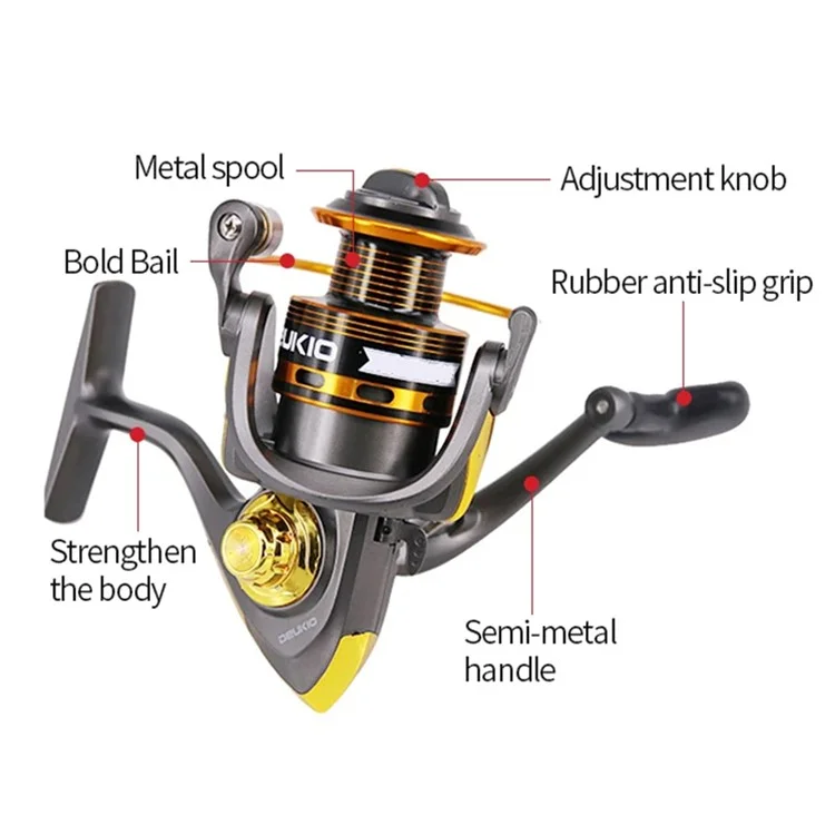 DEUKIO JS4000 5.2:1 Gear Ratio Aluminum Alloy Spool Spinning Fishing Reel for Freshwater Saltwater