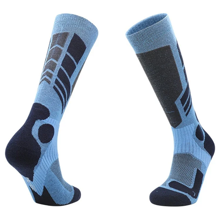RONYUESS 8201 1 pair of high-top compression sports socks for winter, thick for skiing, for men and women, size M: 34-38 - Medium Blue / Sapphire