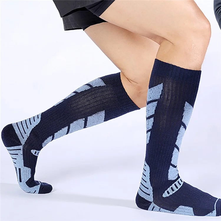 RONYUESS 8201 1 pair of high-top compression sports socks for winter, thick for skiing, for men and women, size M: 34-38 - Medium Blue / Sapphire