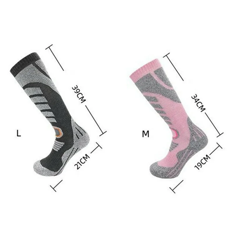 RONYUESS 8206 1 Par de Meias de Esqui Profissionais de Inverno Espessas Tubo Alto Meias Esportivas para Homens Mulheres - Roxo Claro+Roxo Médio / M