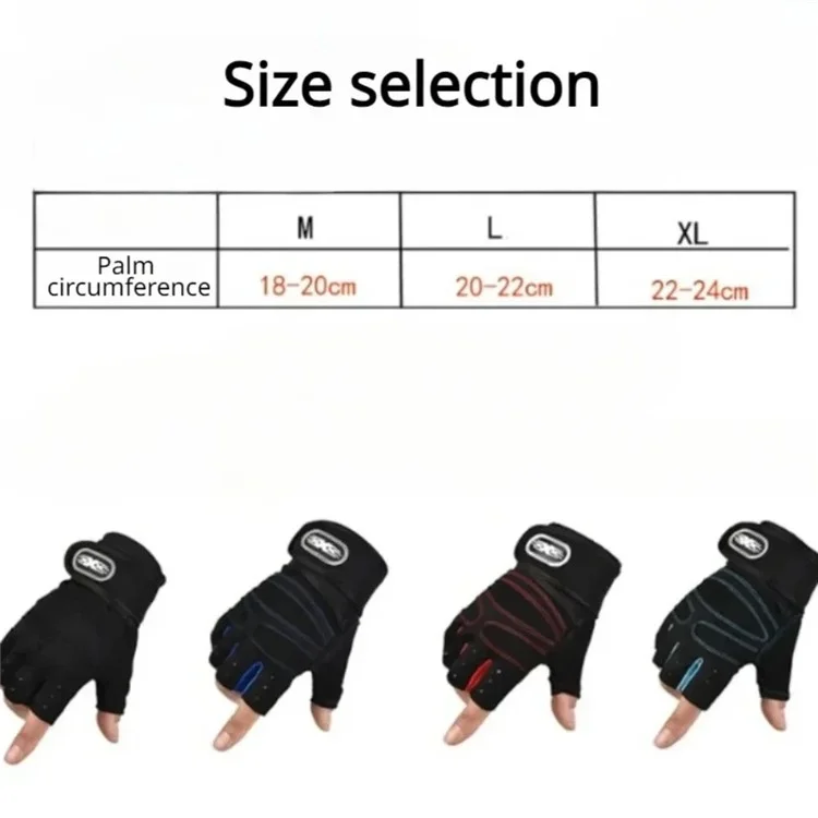 1 Pair Half Finger Fitness Gloves with Wrist Support Anti Slip Breathable Gloves for Workout Weightlifting - Red  /  M