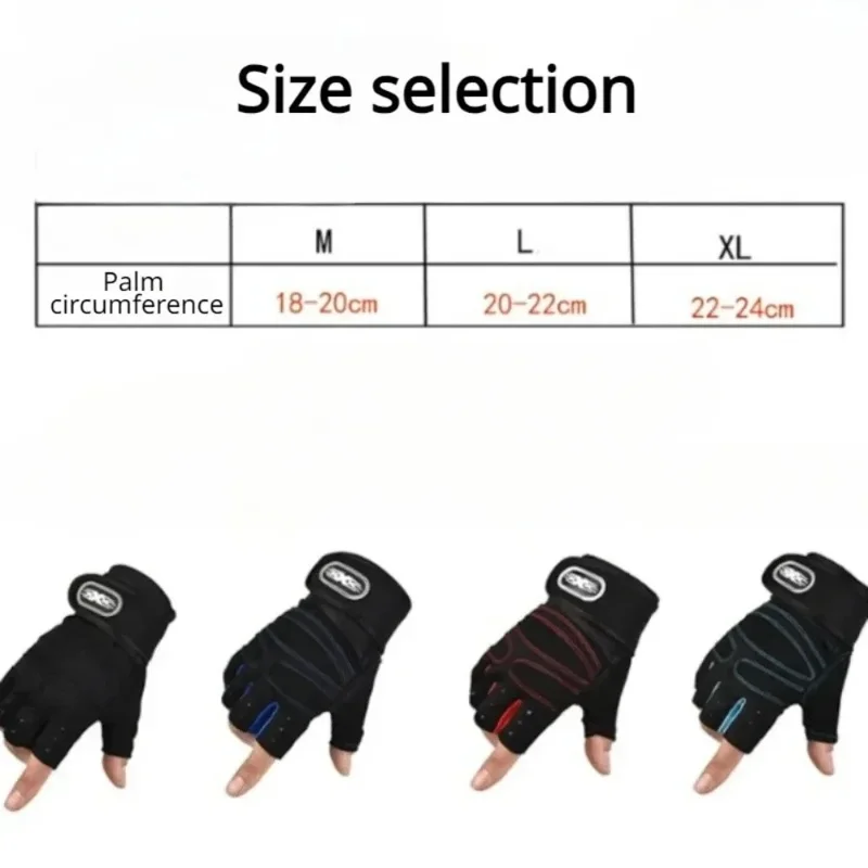 1 Pair Half Finger Fitness Gloves with Wrist Support Anti Slip Breathable Gloves for Workout Weightlifting - Black  /  M