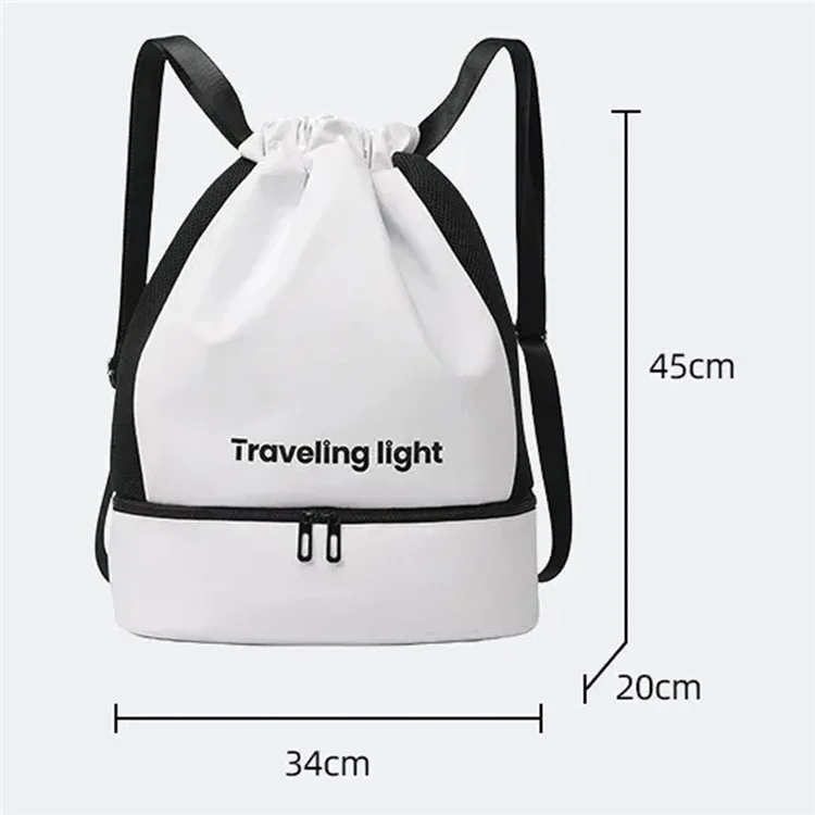 1012 Waterproof Beach Bag Swim Backpack Dry Wet Separation Fitness Sports Dual Shoulder Bag - White