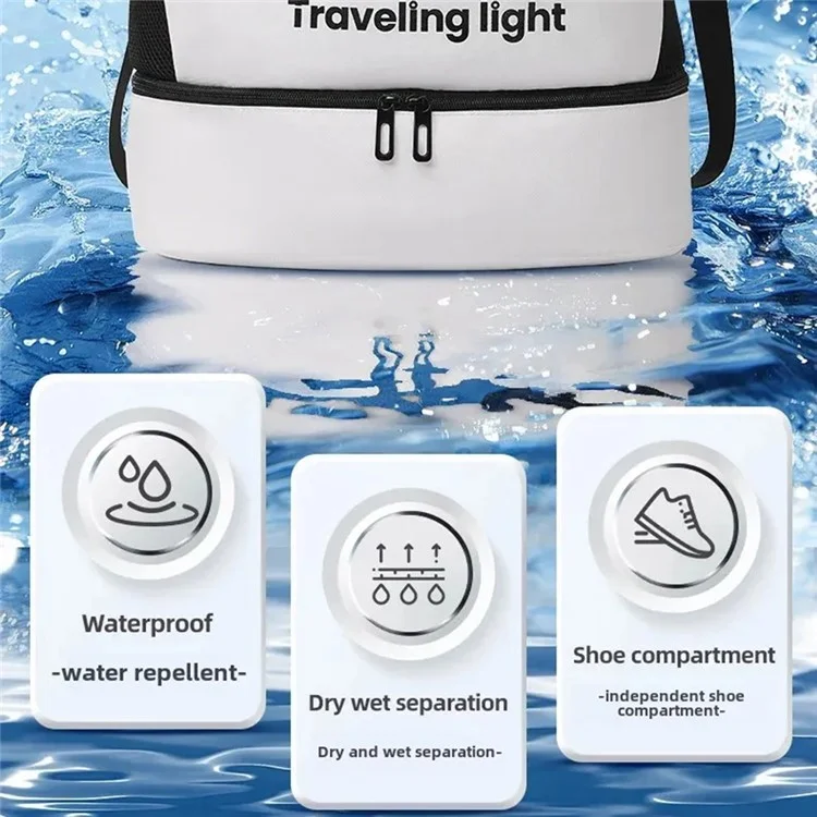 1012 Waterproof Beach Bag Swim Backpack Dry Wet Separation Fitness Sports Dual Shoulder Bag - White