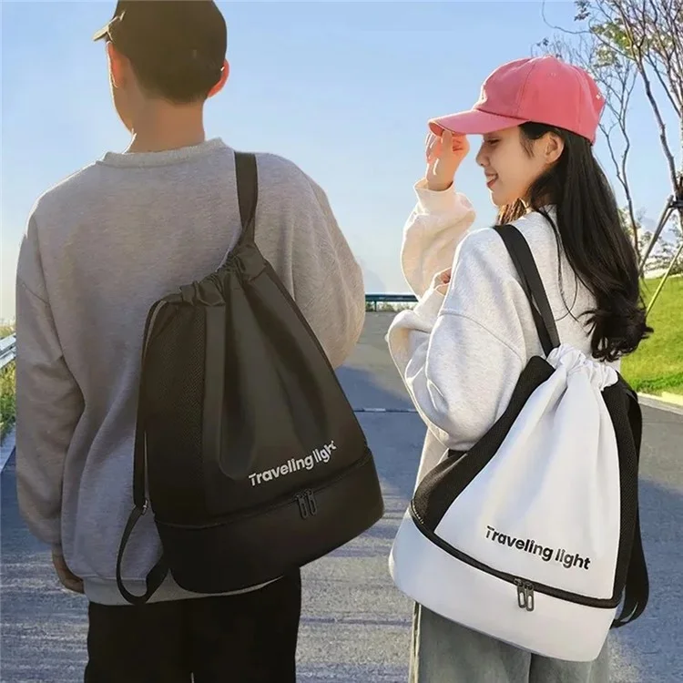 1012 Waterproof Beach Bag Swim Backpack Dry Wet Separation Fitness Sports Dual Shoulder Bag - White