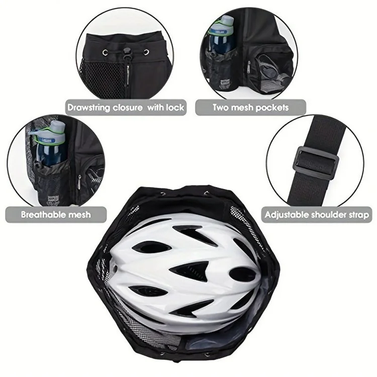 A4011 Mesh Drawstring Backpack Gym Pool Beach Swimming Bag with Wet Pocket - Black