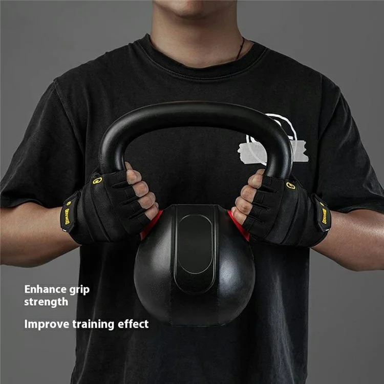 GOUNOD GL058 Non Slip Thickened Palm Protection Half Finger Gloves for Weightlifting Gym Fitness , Black / Size M