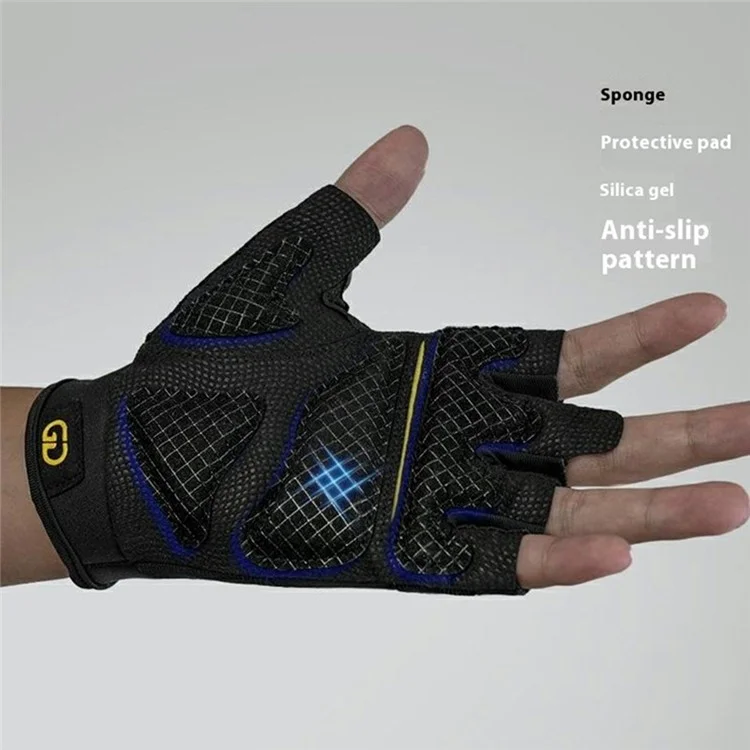 GOUNOD GL058 Non Slip Thickened Palm Protection Half Finger Gloves for Weightlifting Gym Fitness , Black / Size M
