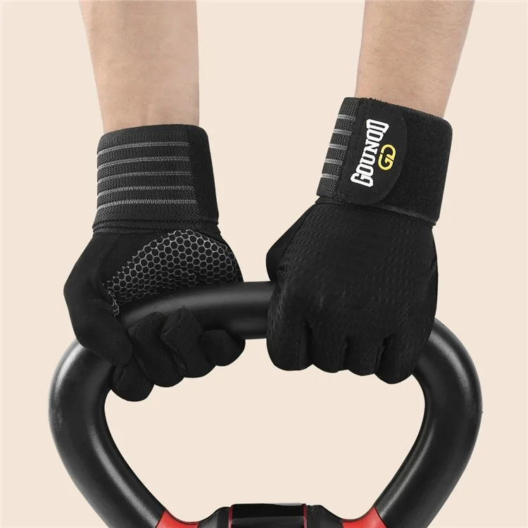 GOUNOD GL045 Gants de Fitness à Doigts Complets avec Support de Poignet Respirants pour Musculation - Taille M