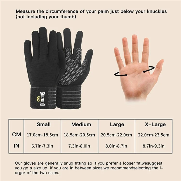GOUNOD GL045 Gants de Fitness à Doigts Complets avec Support de Poignet Respirants pour Musculation - Taille M