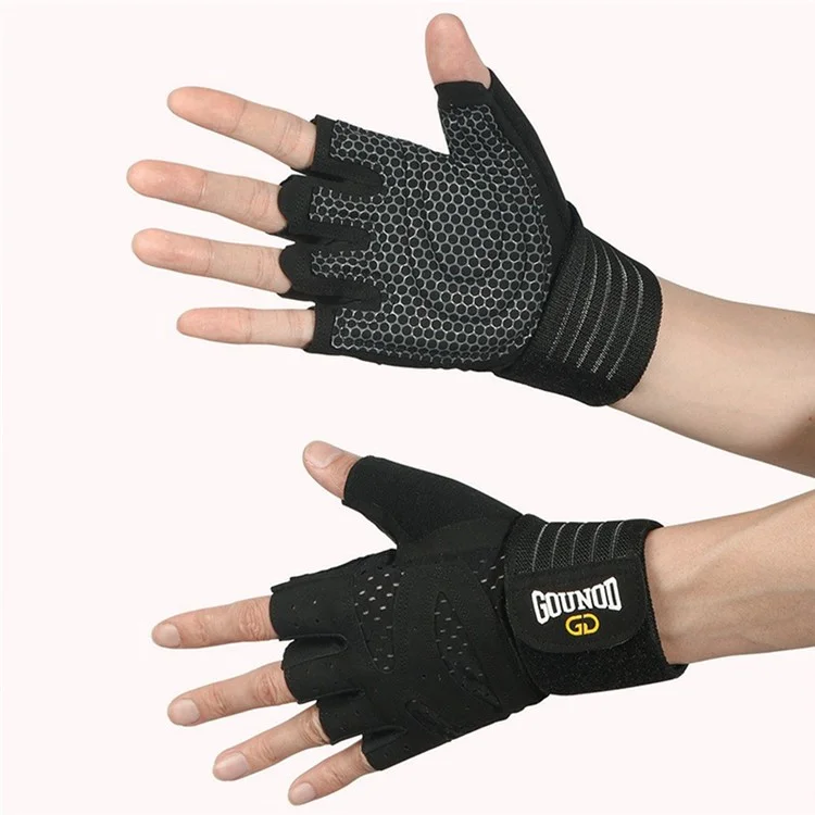 GOUNOD GL040 Gants de musculation antidérapants respirants mi-doigts Taille M - Noir