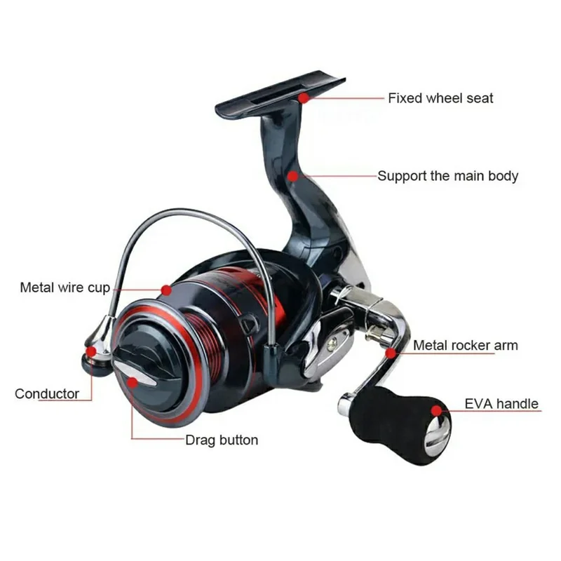 YUMOSHI XS7000 Metal Rocker Arm Spinning Reel Gapless 14BB Outdoor Fishing Reel