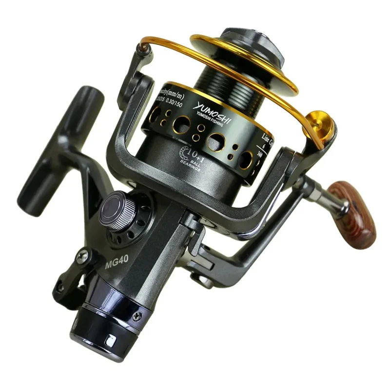 YUMOSHI MG40 Carrete de Pesca 10+1BB Sistema de Doble Freno Delantero/Trasero Carrete Giratorio