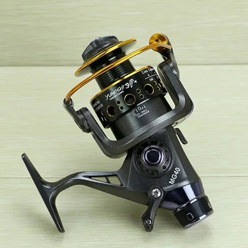 YUMOSHI MG40 Carrete de Pesca 10+1BB Sistema de Doble Freno Delantero/Trasero Carrete Giratorio