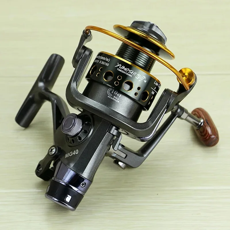 YUMOSHI MG40 Carrete de Pesca 10+1BB Sistema de Doble Freno Delantero/Trasero Carrete Giratorio