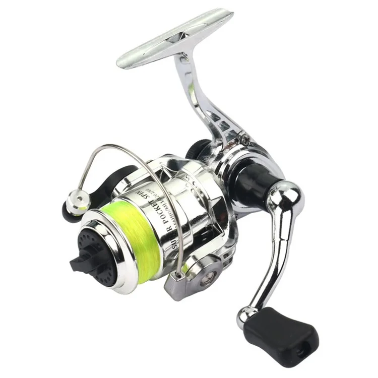 MN100 Mini Carretilha de Pesca com 2+1 Rolamentos, Corpo de Metal, Roda Giratória com Linha de Pesca de 40m para Varas de Pesca de Caneta
