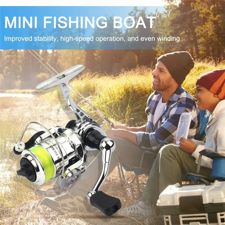 MN100 Mini Carretilha de Pesca com 2+1 Rolamentos, Corpo de Metal, Roda Giratória com Linha de Pesca de 40m para Varas de Pesca de Caneta