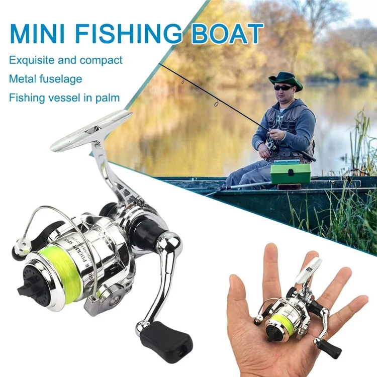 MN100 Mini Carretilha de Pesca com 2+1 Rolamentos, Corpo de Metal, Roda Giratória com Linha de Pesca de 40m para Varas de Pesca de Caneta