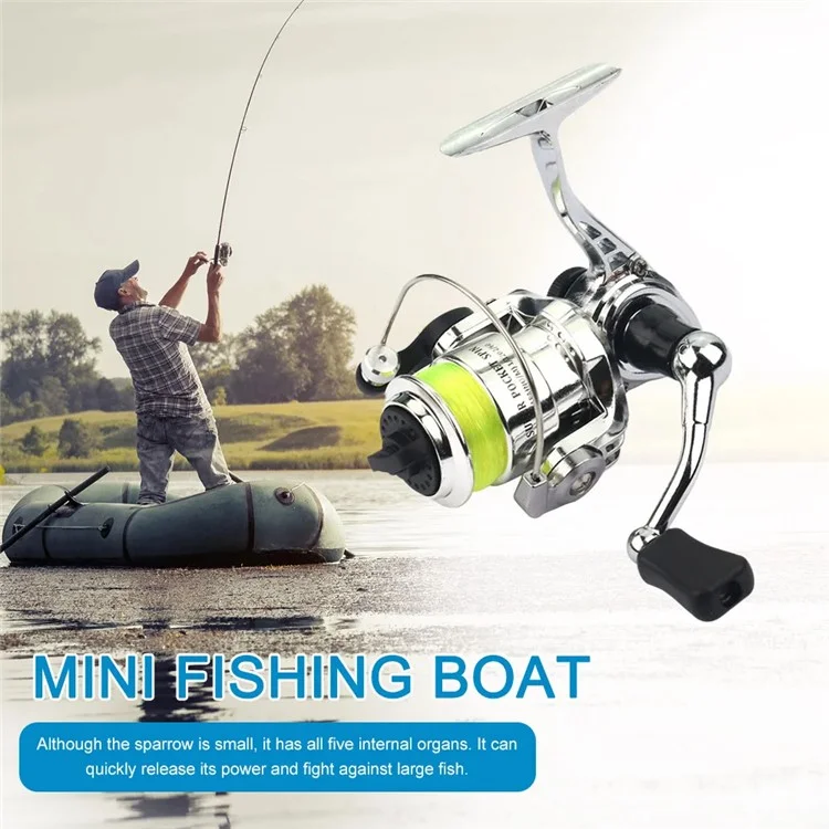 MN100 Mini Carretilha de Pesca com 2+1 Rolamentos, Corpo de Metal, Roda Giratória com Linha de Pesca de 40m para Varas de Pesca de Caneta