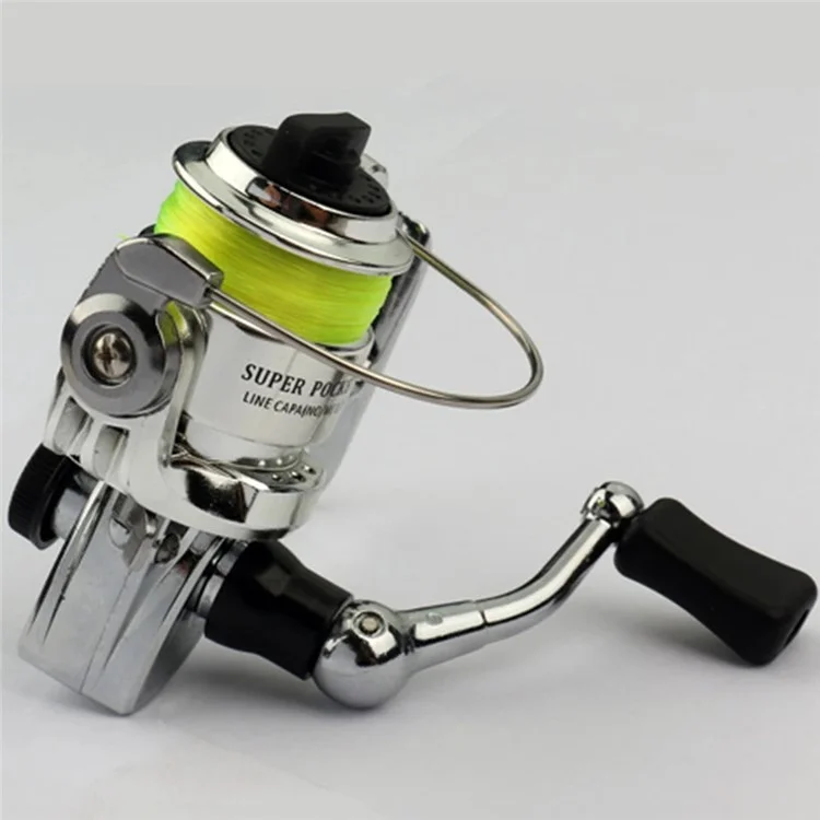 MN100 Mini Carretilha de Pesca com 2+1 Rolamentos, Corpo de Metal, Roda Giratória com Linha de Pesca de 40m para Varas de Pesca de Caneta