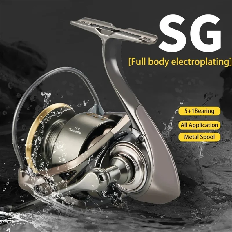 DEUKIO SG3000 Spinning Fishing Reel CNC Rocker Arm Spool Long Casting 5+1 Bearings Freshwater Sea Fishing Reel