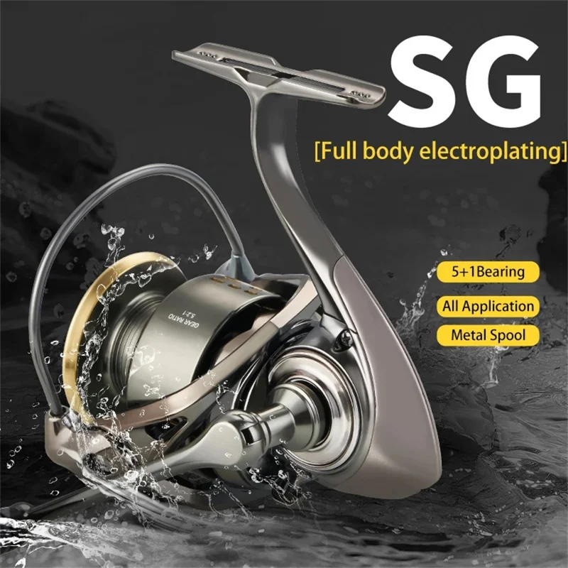 DEUKIO SG4000 Spinning Fishing Reel CNC Rocker Arm Spool Long Casting 5+1 Bearings Freshwater Sea Fishing Reel