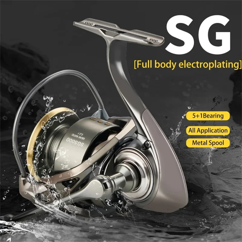 DEUKIO SG5000 Spinning Fishing Reel CNC Rocker Arm Spool Long Casting 5+1 Bearings Freshwater Sea Fishing Reel