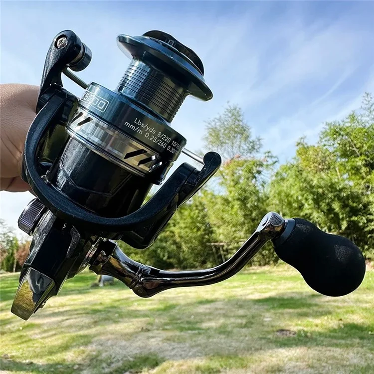 GOLD SHARKING FK2000 Carrete de Pesca Giratorio de 14 Ejes Totalmente Metálico con Empuñadura EVA Intercambiable Izquierda/Derecha