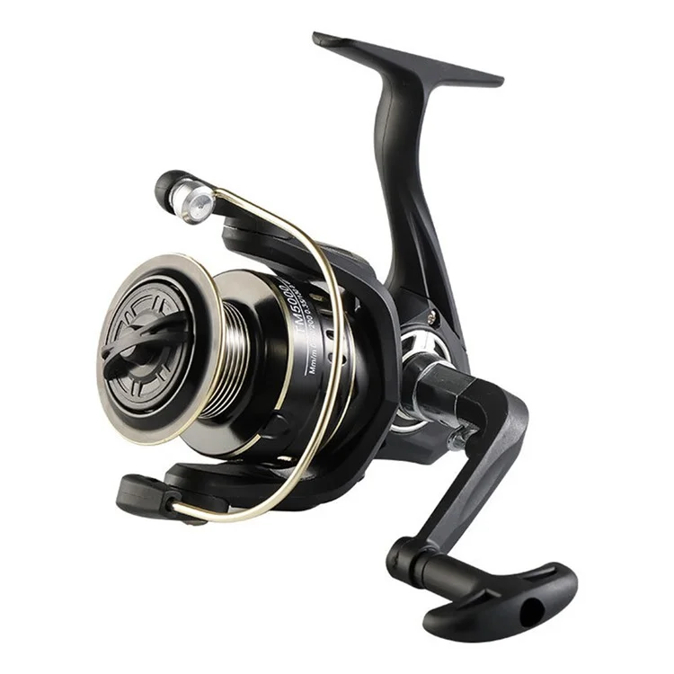 GOLD SHARKING TM2000 Molinete de Pesca de Arremesso Longo com 12 Rolamentos de Metal e Braço Dobrável - Preto+Dourado