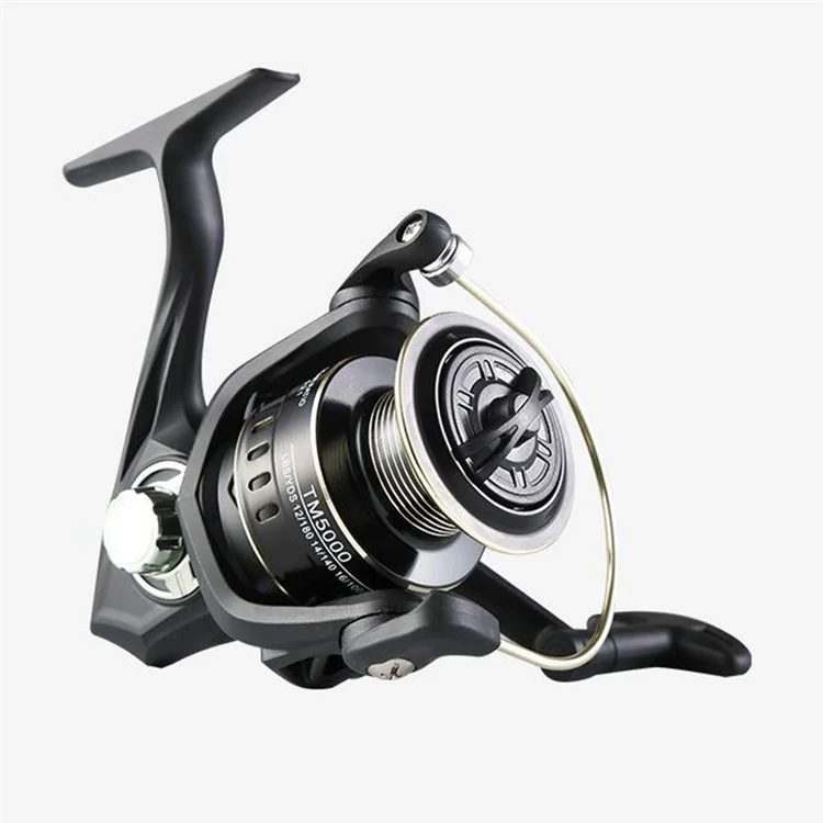 GOLD SHARKING TM2000 Molinete de Pesca de Arremesso Longo com 12 Rolamentos de Metal e Braço Dobrável - Preto+Dourado