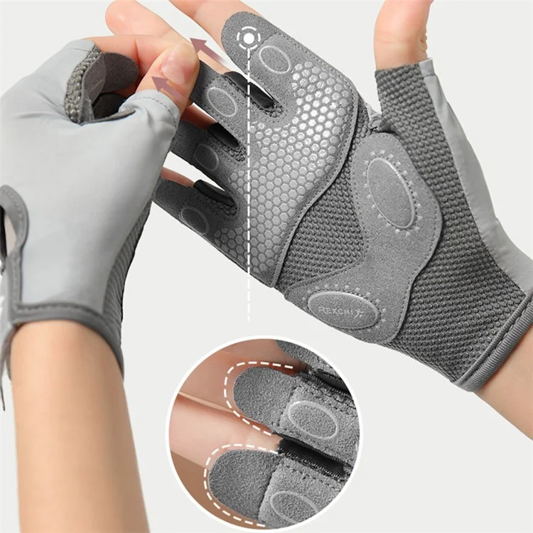 REXCHI XG66 1 Paar leichte, rutschfeste Fitness-Handschuhe mit Stoßabsorption, Halbfingerhandschuhe für Gewichtheben, Bodybuilding und Training - Blau Pink / S