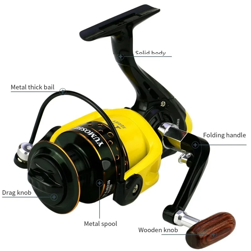 YUMOSHI OE2000 Spinning Reel Metal Spool Baitcasting Folding Handle Fishing Reel
