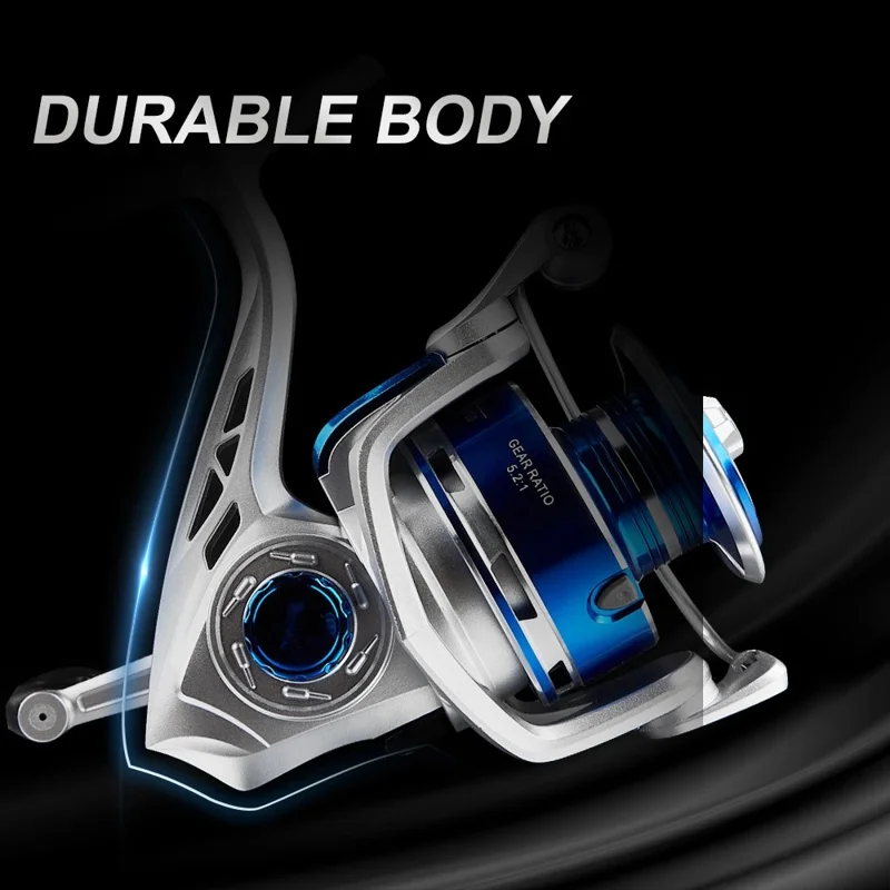 AC1000 Spinning Fishing Reels with Left  /  Right Hand 5.2:1 Gear Ratio for Freshwater Saltwater - Blue