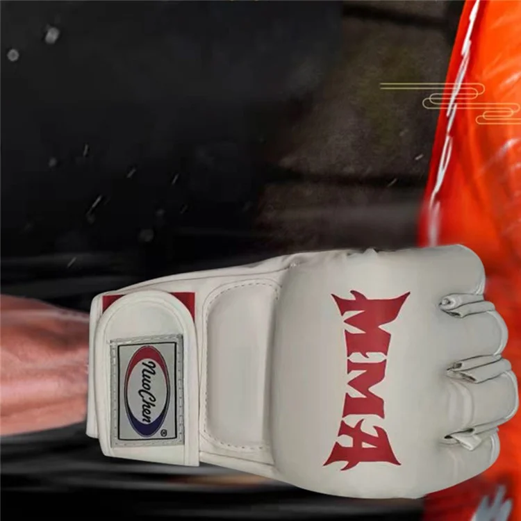NUOCHEN 1 Pair Boxing Gloves Half Finger Training Gloves Kickboxing Sparring MMA Gloves - Black / L / XL