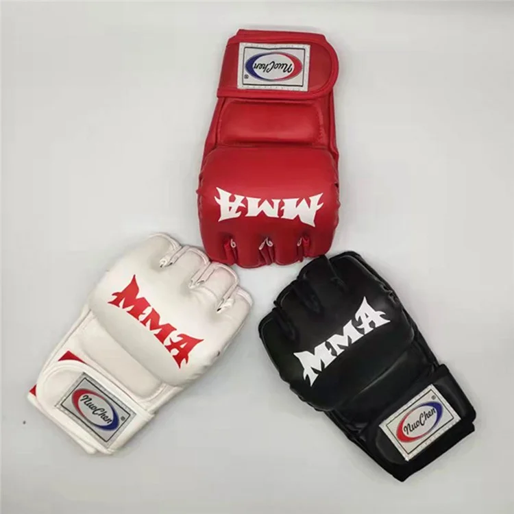 NUOCHEN 1 Pair Boxing Gloves Half Finger Training Gloves Kickboxing Sparring MMA Gloves - Black / L / XL