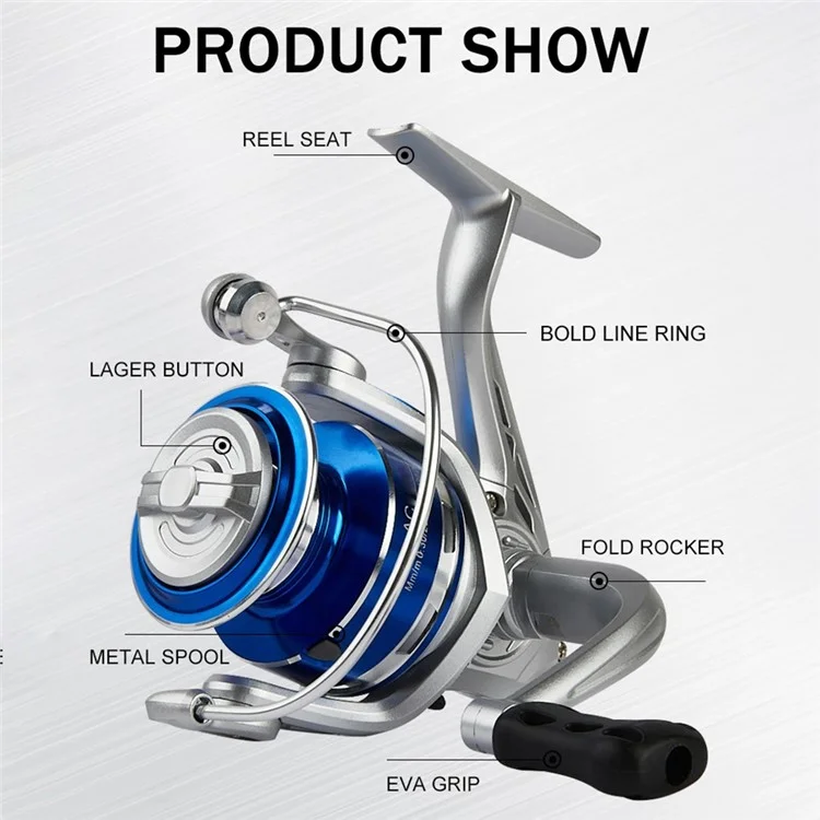 AC7000 Spinning Fishing Reels with Left  /  Right Hand 5.2:1 Gear Ratio for Freshwater Saltwater - Yellow