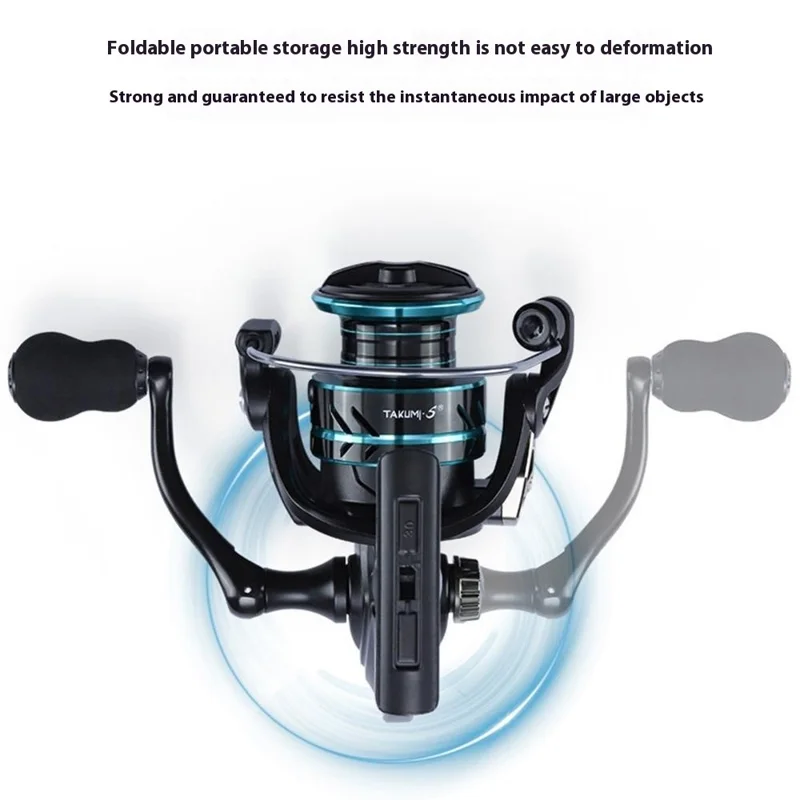 TAKUMI HZ500 Mini Metal Fishing Reel Spinning Reel with EVA Handle Knob 5.2:1 Gear Ratio for Seawater
